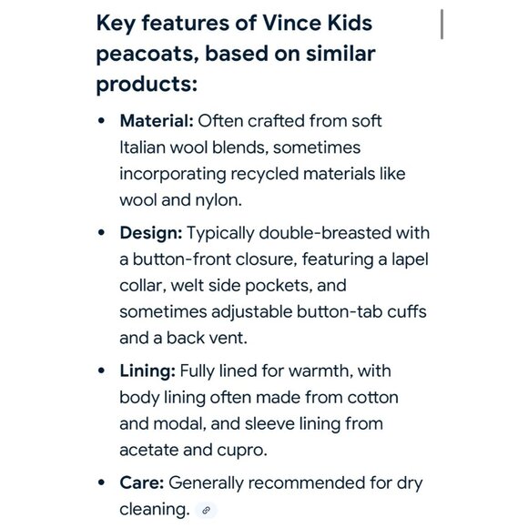 Vince. Kids Double-Breasted Wool-Blend Peacoat Size 6 Gray/Black - Picture 4 of 5